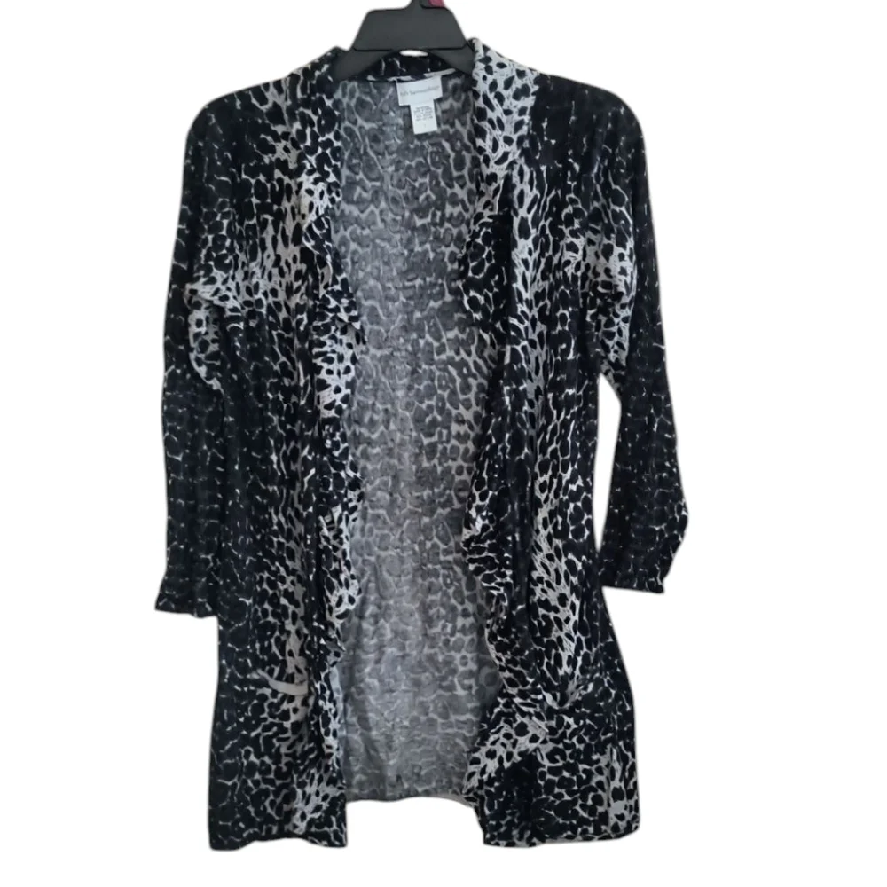 Soft Surroundings Monochrome Animal Print Cardigan Size L